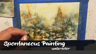 WATERCOLOR Landscape Spontaneous Painting [upl. by Choong542]