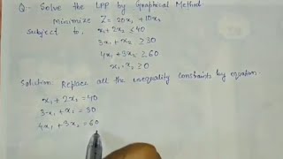 Lec1 Graphical Method In Linear Programming Problem  For Unique Solution  In Hindi [upl. by Gelb]