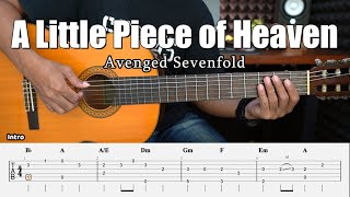 A Little Piece Of Heaven  Avenged Sevenfold  Fingerstyle Guitar Tutorial  TAB amp Lyrics [upl. by Bakeman]