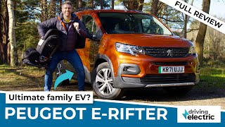 New 2022 Peugeot eRifter electric family car review – DrivingElectric [upl. by Enilarak]