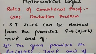 btechmathshub7050 Rules of Conditional Proof Mathematical Logics MFCS  Imp problems Solutions [upl. by Bosson375]