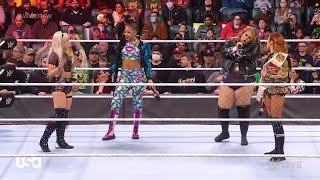 Doudrop Bianca Belair amp Liv Morgan Confront Becky Lynch [upl. by Grete]