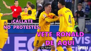 LEWANDOWSKI EMPUJA a ARAUJO por PROTESTAR ROJA a VITOR ROQUE vs ALAVÉS [upl. by Bearce]