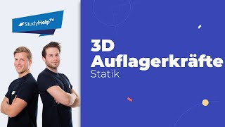 3D Auflagerkräfte berechnen  Räumliches System mit Pendelstab Technische Mechanik  StudyHelp [upl. by Delfine51]