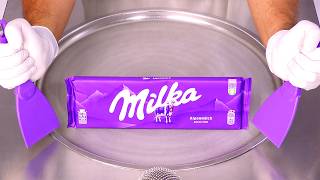 Giant Milka Chocolate Ice Cream Rolls Hack That Works ASMR [upl. by Suired]