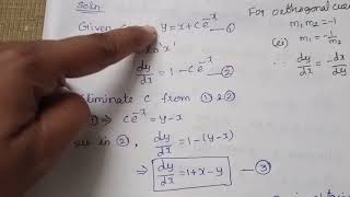 Orthogonal trajectories  solved problem 1 Differential equations [upl. by Odeen]