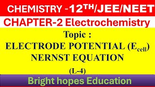 Chemistry 12th Electrochemistry Nernst equation Ecell comparison of cell potential of EC [upl. by Dyolf334]