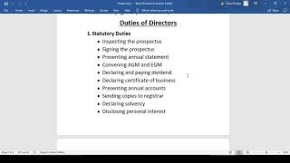 Powers Duties and Liabilities of Directors  Lecture [upl. by Johan]