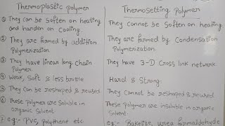 Difference between Thermoplastic and Thermosetting polymer class 12 polymer chemistry [upl. by Budworth]