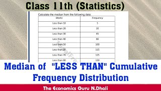 MEDIAN I quotLess thanquot Cumulative Frequency Distribution l Class 11th Statistics [upl. by Pasco195]