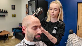 Head Wash amp Electric Shave in Breathtakingly Cold Jewish quarter of Kraków  Kazimierz 🇵🇱 [upl. by Bullough284]