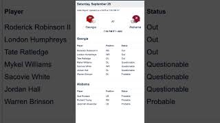 Alabama Football Injury Report On Wednesday Before Alabama vs Georgia CFB Week 5 Matchup [upl. by Neela]