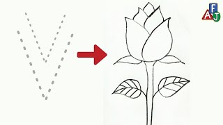 Rose flower drawing technique  How to draw a Rose step by step [upl. by Erialcyram]