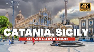 🇮🇹 Catania Sicily Walking Tour  Italy Baroque Historic District  4K Ultra HD  60 fps [upl. by Ysus]