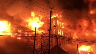 MOST APOCALYPTIC MOMENTS OF THE MASSIVE HISTORIC MARCAL PAPER MILL FIRE IN ELMWOOD PARK NEW JERSEY [upl. by Osithe86]