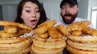 MASSIVE CHICKEN AND WAFFLES MUKBANG • Eating Show [upl. by Bertelli416]