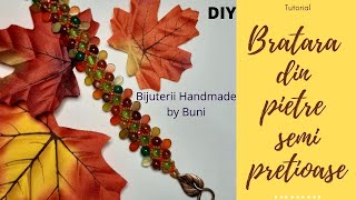 Bratara handmade din pietre semipretioase  Culorile toamnei  Gemstone bead bracelet tutorial [upl. by Aserej]