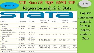 Logistic regression analysis for casecontrol study in Stata Part10 [upl. by Ahoufe]