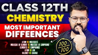 Class 12 Chemistry  Most Important Differences of Chemistry for Class 12 Boards  Bharat Panchal [upl. by Nyladnek]