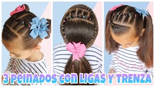 PEINADO FÁCIL CON LIGAS Y TRENZA HOLANDESA PASO A PASO 🌈EASY HAIRSTYLE FOR GIRLS💖 [upl. by Arymahs]