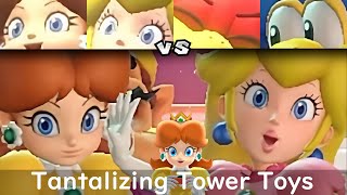 Super Mario Party Daisy vs Peach vs Pom Pom vs Koopa Troopa 146 Tantalizing Tower Toys [upl. by Ayotnom]