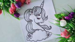 How To Draw Creative Unicorn  Beautiful Art  Easy Unicorn Drawing  Step By Step Drawing Tutorial [upl. by Solenne]