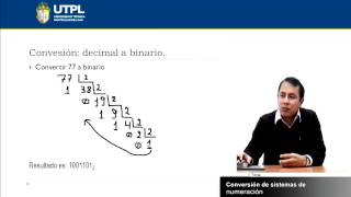 UTPL CONVERSIÓN DE SISTEMAS DE NUMERACIÓN CCEELÓGICA MATEMÁTICA [upl. by Rolyt]