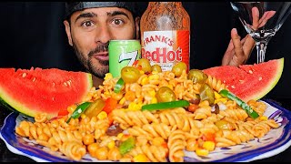 ASMR Mukbang  High Protein amp Fiber Pasta Salad Juicy Watermelon Slices [upl. by Namijneb772]