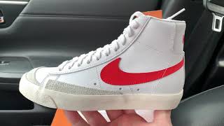 Nike Blazer Mid 77 Vintage White Red shoes [upl. by Varney]