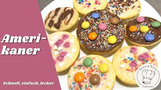 🍩Amerikaner 🍪mit Zuckerguss amp Schokolade selber backen  einfaches schnelles amp saftiges Rezept [upl. by Aicined]