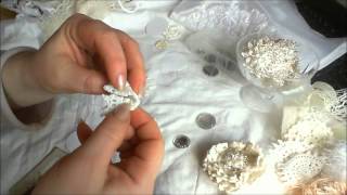 Shabby chic flower  Folded doilies tutorial [upl. by Aisenet]