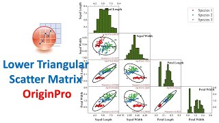 Lower Triangular of Scatter Matrix  Pearson Correlation Coefficient  OriginPro [upl. by Pawsner]