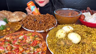 CHICKEN BIRYANICHICKEN CURRYSPICY BLACKBEAN NOODLESPIZZACHICKEN LEGPIECE FRYMOMO ASMR EATING [upl. by Rednaxela]