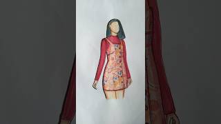 Fashion illustration washi tape design😍❤ fashion fashionstyle art viralvideo shorts [upl. by Atiz]