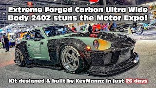 Extreme Forged Carbon Ultra Wide Body KevMannz Datsun 240Z built in 26 days stuns Bangkok Motor Expo [upl. by Bobina]