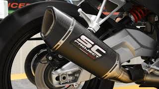 SCProject Full Exhaust System 21 with SC1R Muffler for Aprilia RS 660  Tuono 660  Street Legal [upl. by Seraphina235]