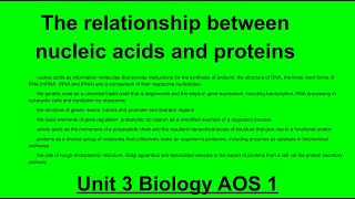 Unit 3 AOS 1 Biology Nucleic acids and Proteins [upl. by Erot]