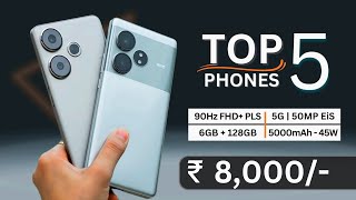 Top 5 Best Smartphone Under 8000 in August 2024  Best 5g phone under 8000 [upl. by Oilasor]