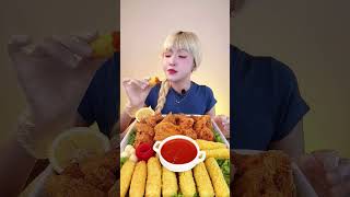 Tóc Vàng mukbang cánh gà phô mai chiên tocvanghoe mukbang canhgachien phomaichien shorts [upl. by Atileda]