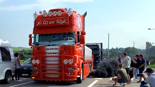 Ciney Truckshow 2022  Scania V8 Open Pipe Sound amp Black Smoke [upl. by Eelyme]