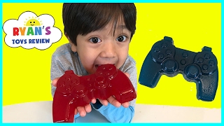 Gummy Food Controller Candy for Kids Taste Test Family Fun Lego Gummy Candy Review Ryan ToysReview [upl. by Ainalem482]