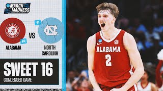 Alabama vs North Carolina  Sweet 16 NCAA tournament extended highlights [upl. by Allsopp]