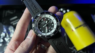 Citizen Eco Drive GMT Divers 200m Titanium Super Promaster BJ7110 Watch Unboxing [upl. by Nelleoj625]