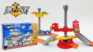 HOT WHEELS Trick Tracks SPIRAL SPIN OUT Review hot wheels trick tracks game [upl. by Ivanna724]