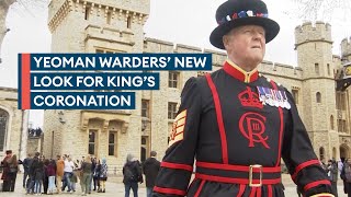 Tower of Londons Beefeaters unveil new uniform with Kings cypher [upl. by Nodababus834]