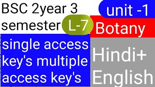 Bsc 2 year 3 semester botany single access keys and multi access keys Hindi English language [upl. by Anilasor]