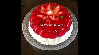 Gelatina de fresas con crema y leche condensada [upl. by Atteynot]