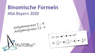 Binomische Formeln  MSA Bayern Mathe 2020 [upl. by Anirpas]