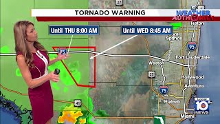 Tornado warning issues for part of South Florida [upl. by Aytida]