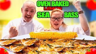 Oven Baked Lemon Sea Bass  How to make sea bass with garlic lemon butter sauce recipe [upl. by Nerraw]